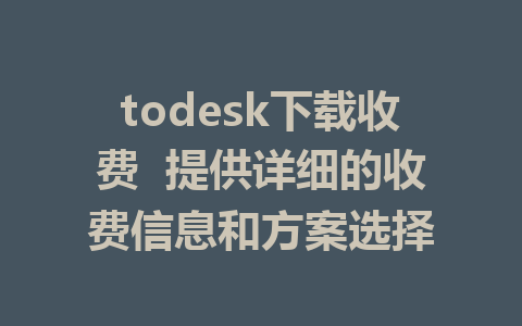 todesk下载收费  提供详细的收费信息和方案选择