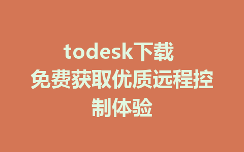 todesk下载 免费获取优质远程控制体验