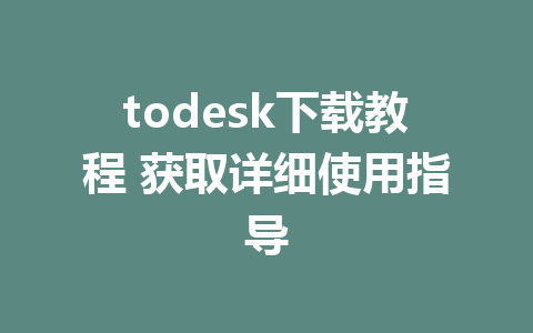 todesk下载教程 获取详细使用指导