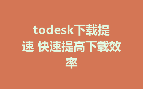 todesk下载提速 快速提高下载效率