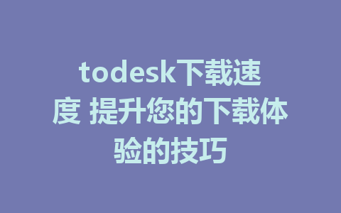 todesk下载速度 提升您的下载体验的技巧