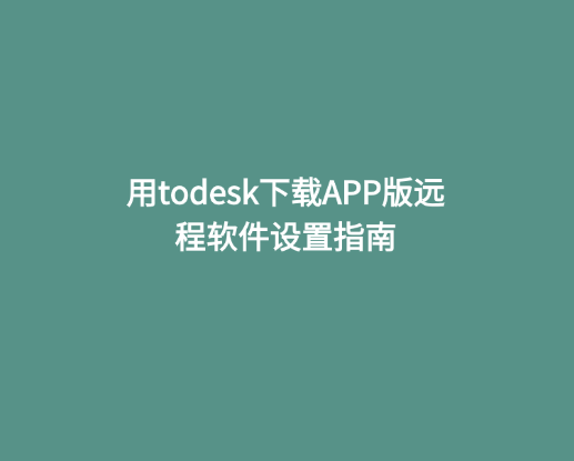 用todesk下载APP版远程软件设置指南 1 用todesk下载APP版远程软件设置指南